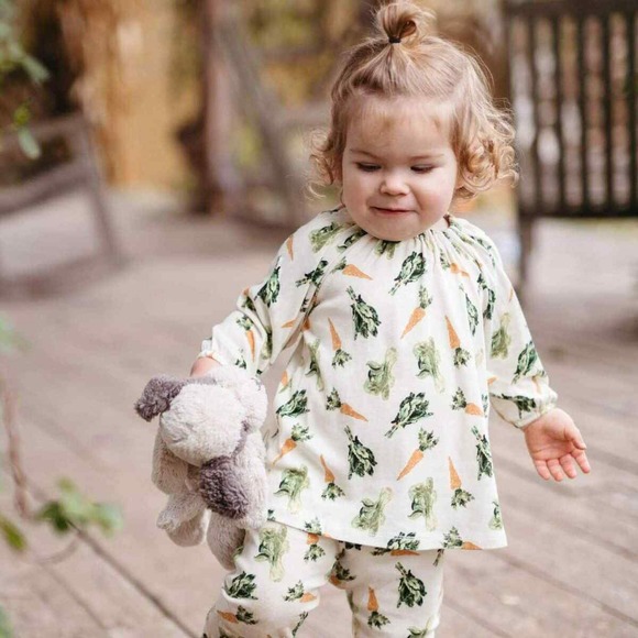 Milkbarn Organic Cotton Long Sleeve Dress & Legging Set -- Fresh Veggies NWT - Picture 3 of 3